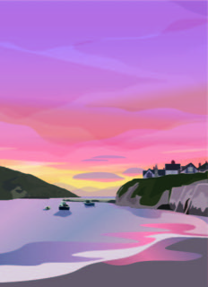 port Isaac sunset card