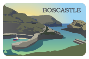Boscastle melamine Fridge Magnet ,85mm x 55mm, neilsdesigns,