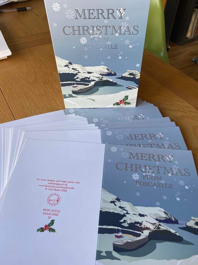 Boscastle xmas card gold