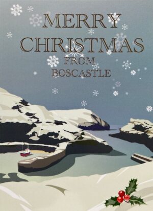 Boscastle christmas card gold